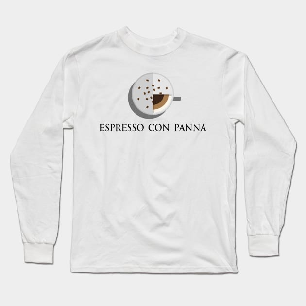 Hot Espresso con panna coffee in top view flat design illustration Long Sleeve T-Shirt by FOGSJ